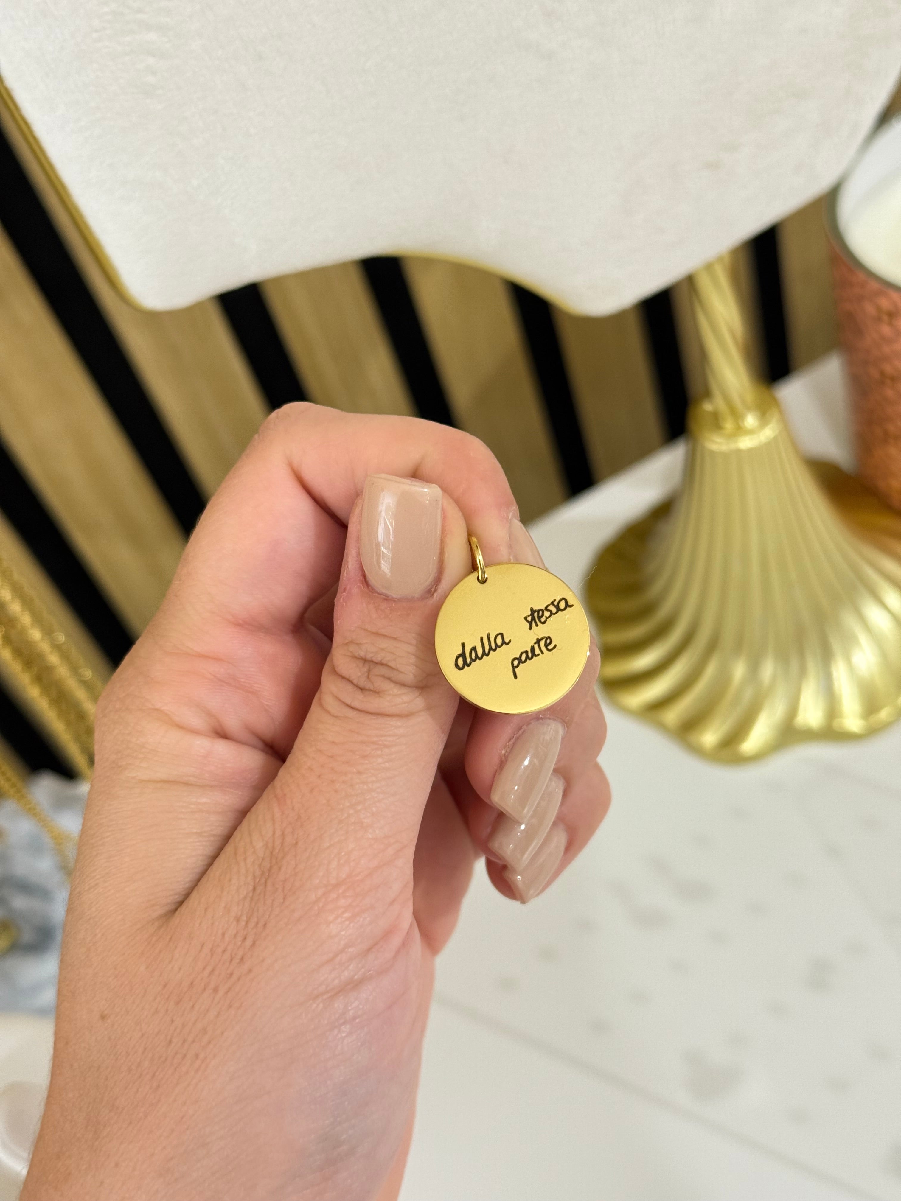 Ciondolo Dedica Tondo personalizzata leggi la descrizione - Bilè