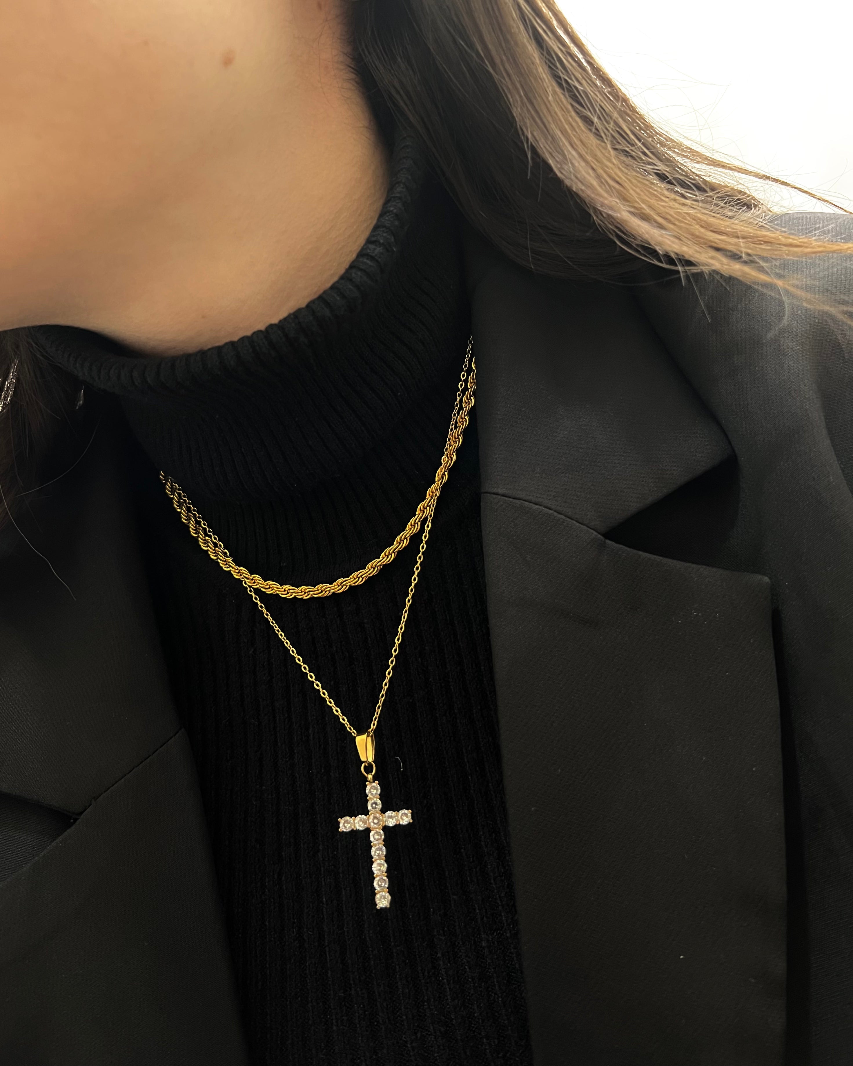 Collana Croce Zirconata big - Bilè