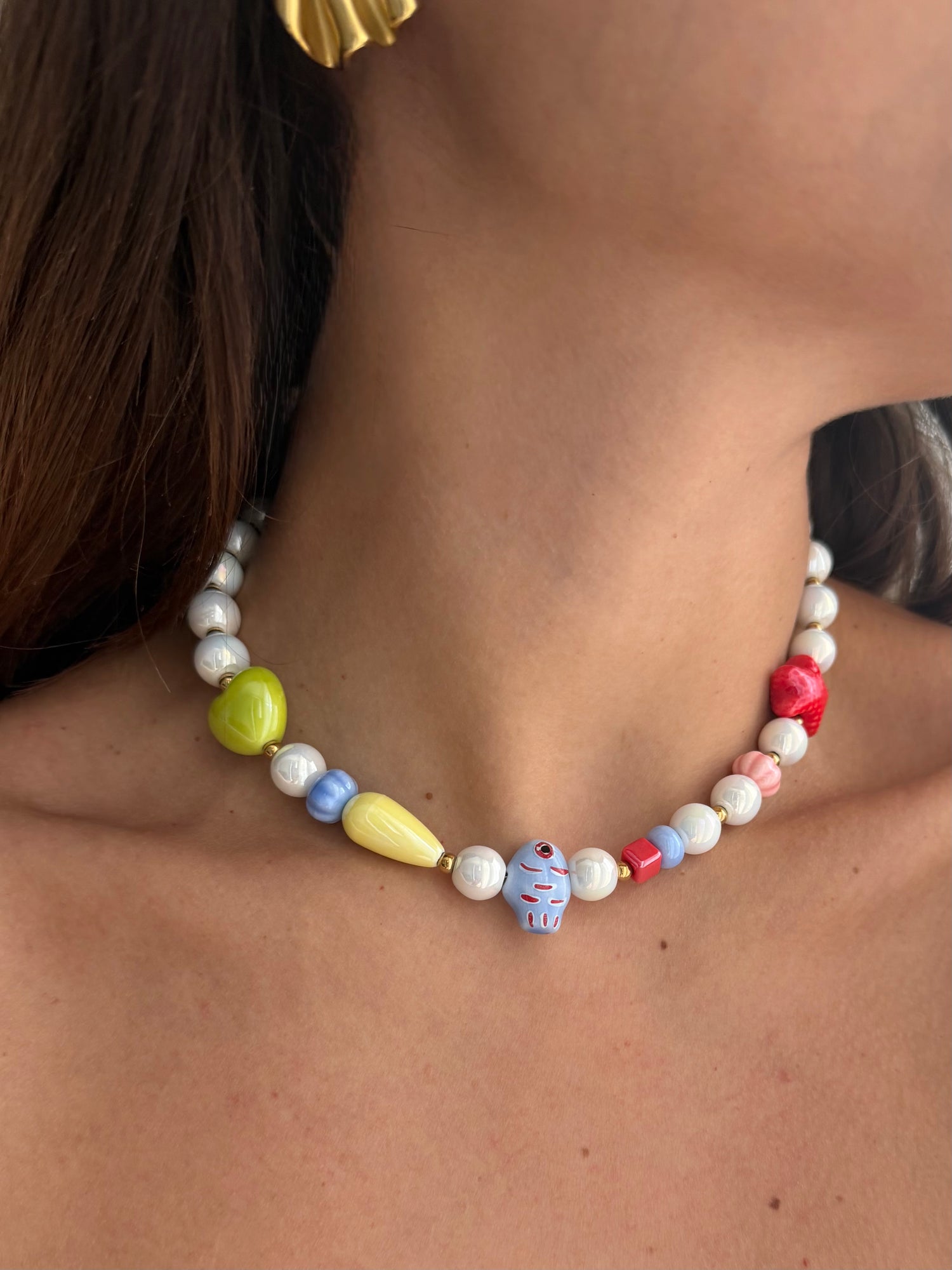 Ricordo il mare -  Collana con Perline di Ceramica