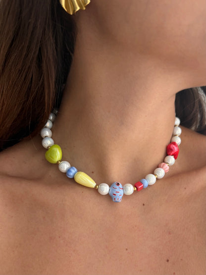 Ricordo il mare -  Collana con Perline di Ceramica