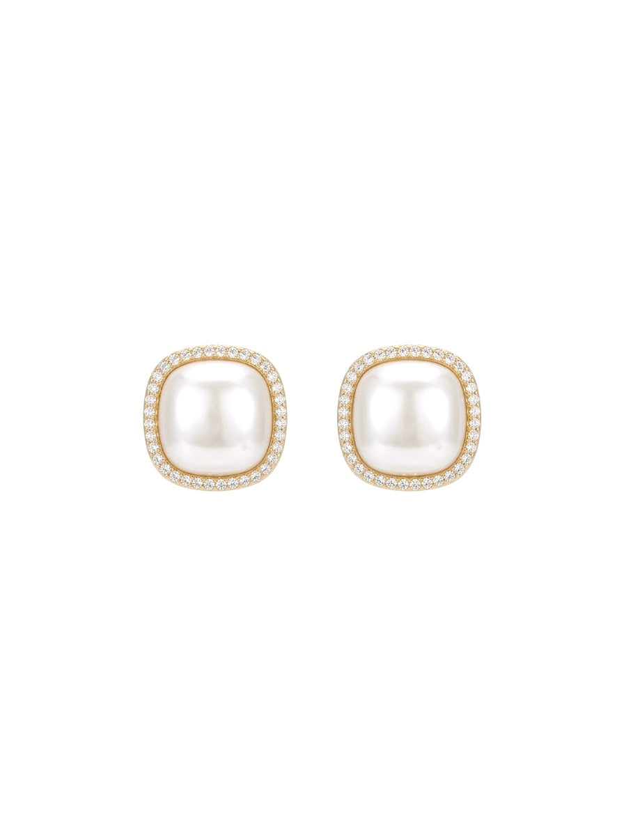 Orecchini Clip perla zirconati
