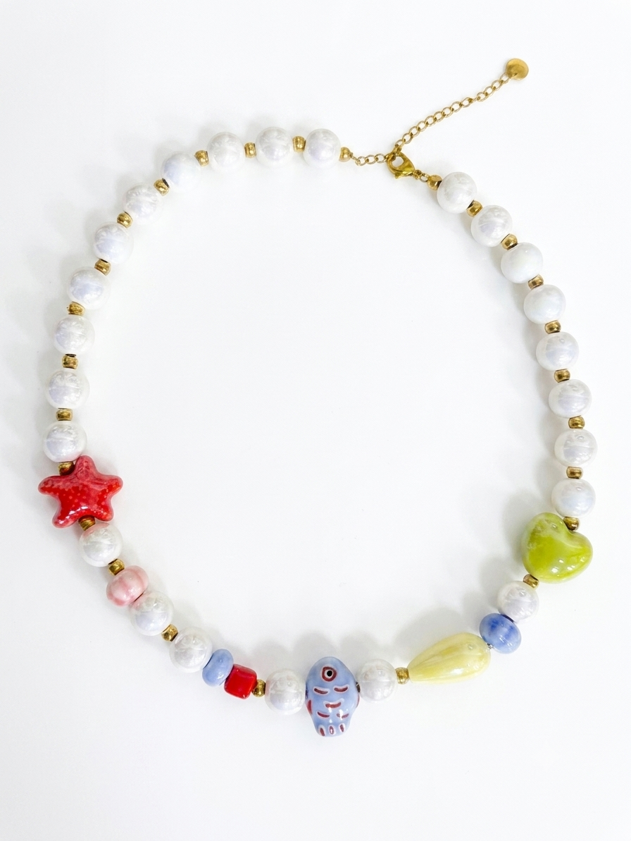 Ricordo il mare -  Collana con Perline di Ceramica