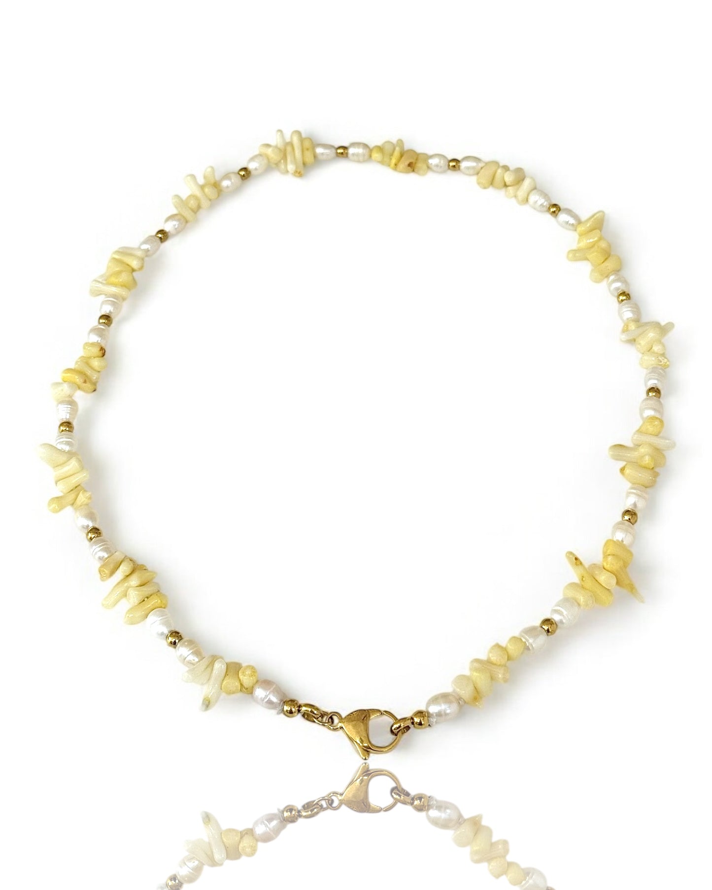 Collana Raggio di sole in Perle di fiume con moschettone portaciondoli