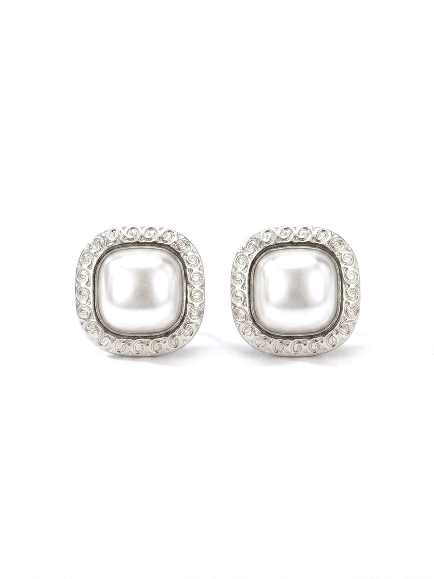 Orecchini perla square a clip