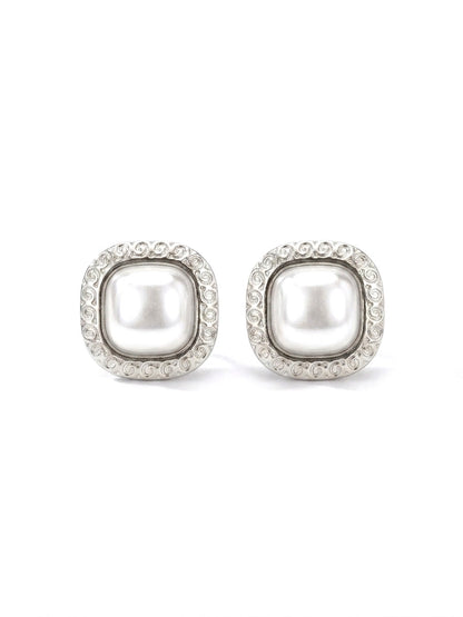 Orecchini perla square a clip