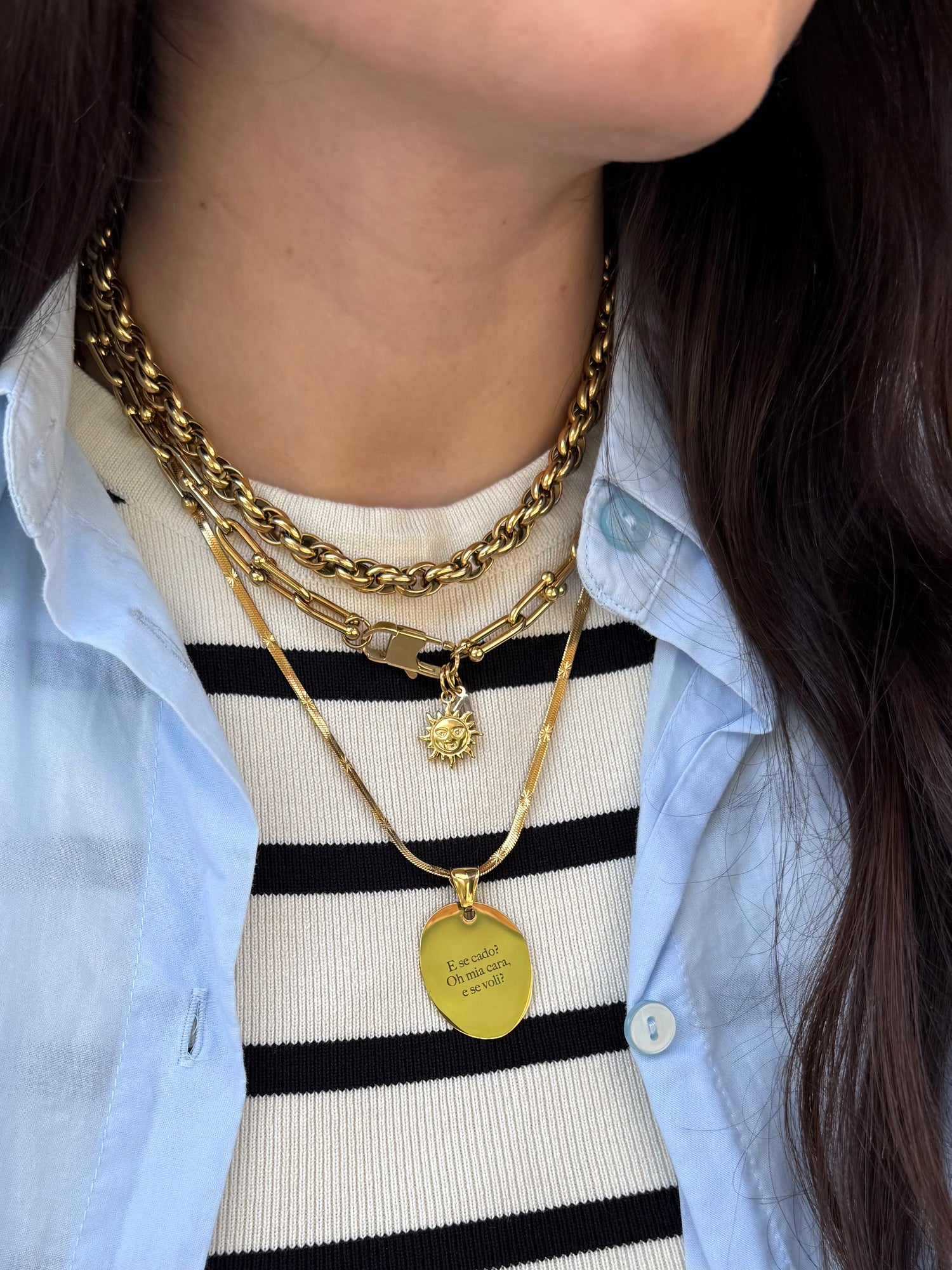 Collana con Moschettone, Collana con Ciondolo a Moschettone Bicolore da Collana con Moschettone, Collana con Ciondolo a Moschettone Bicolore da