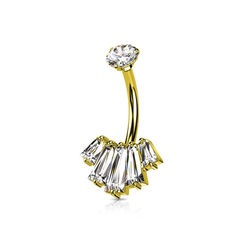 Piercing ombelico con pietre taglio baguette