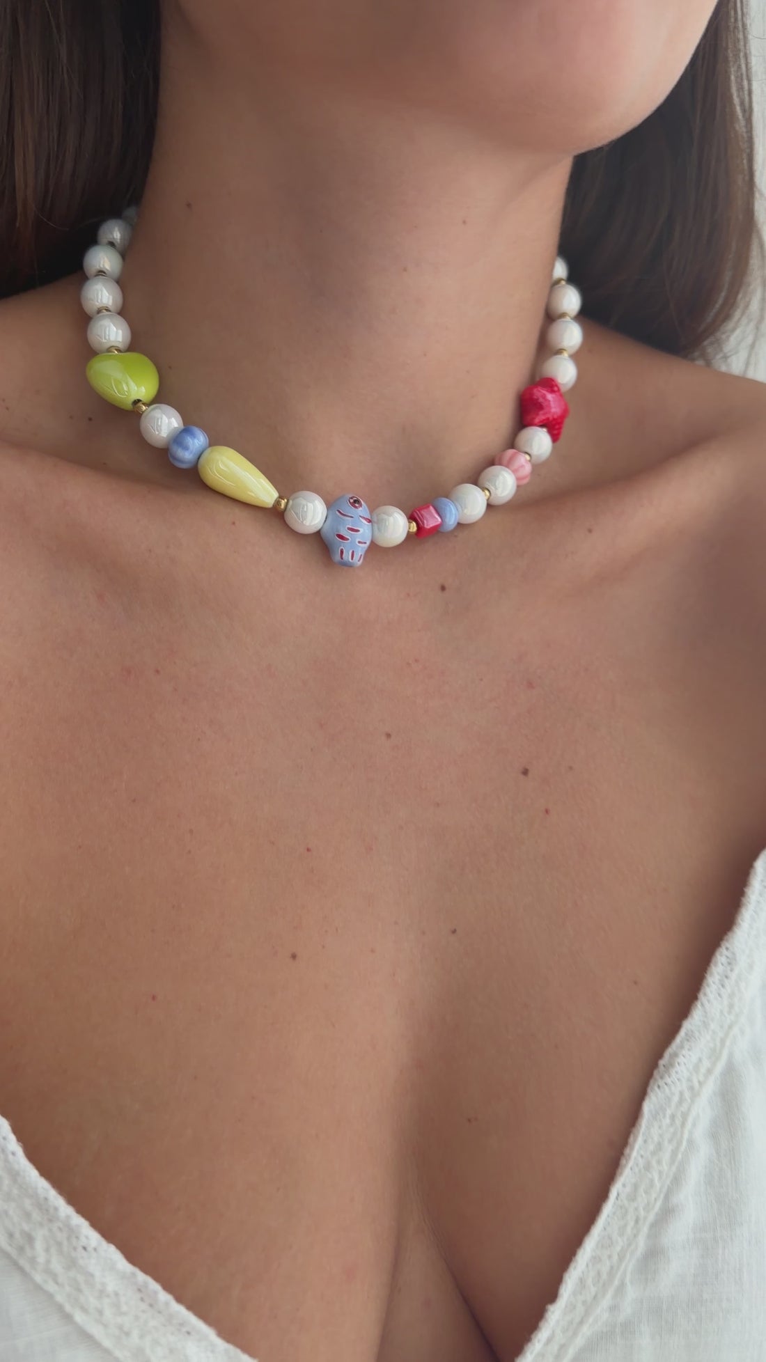 Ricordo il mare -  Collana con Perline di Ceramica