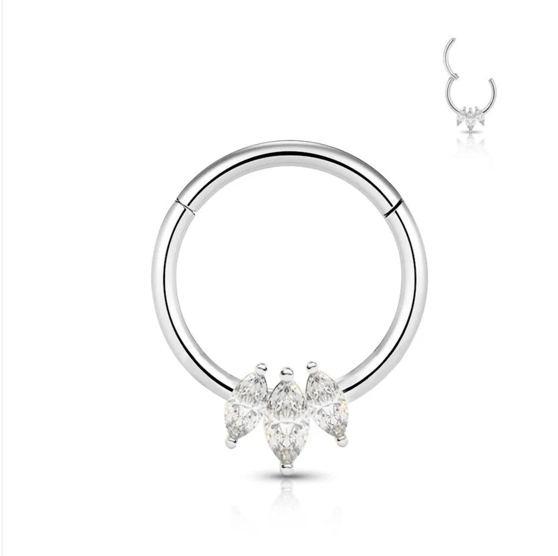 Cerchietto clicker  con zirconi in acciaio 316L - Bilè