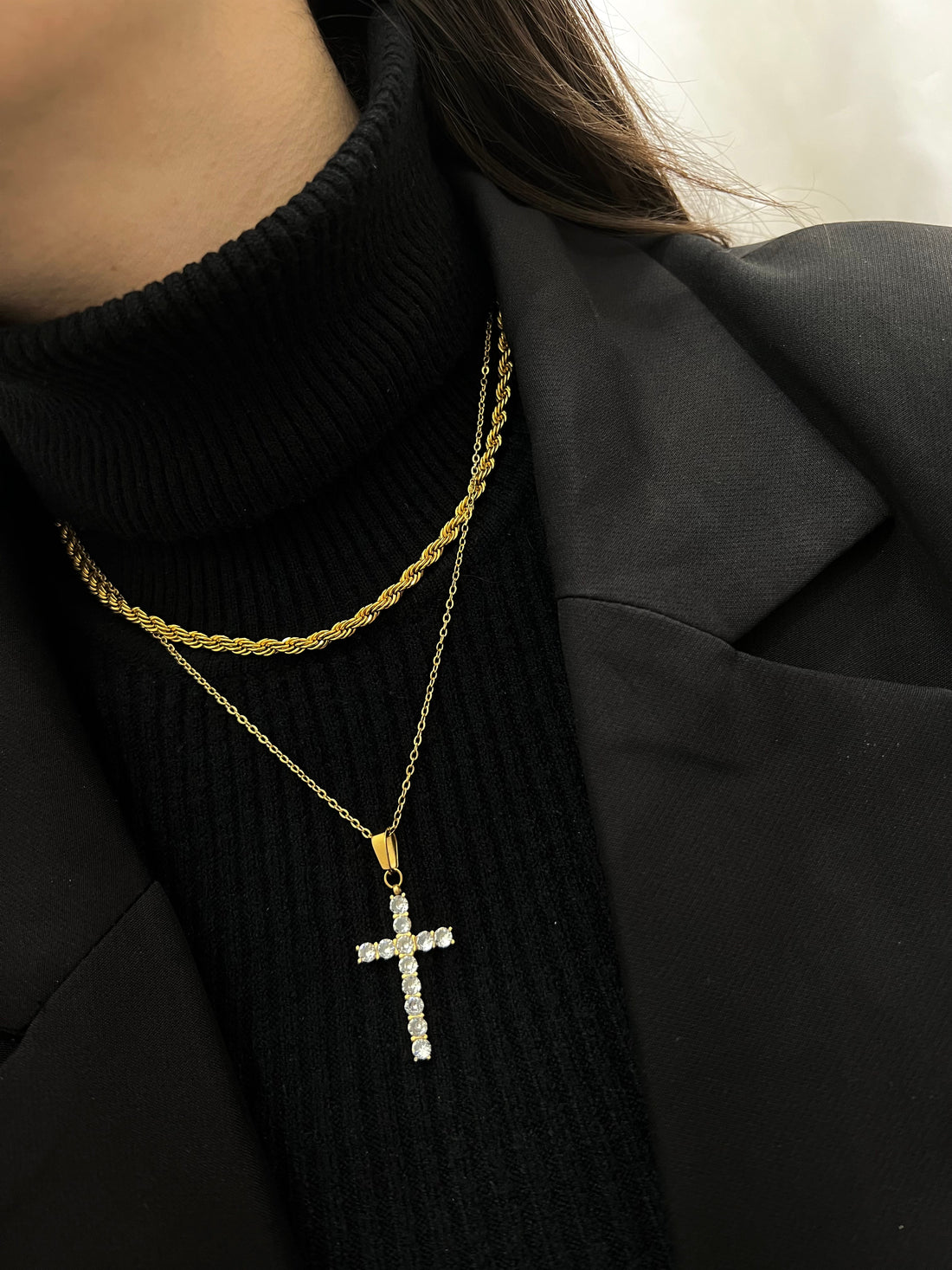 Collana Croce Zirconata big - Bilè