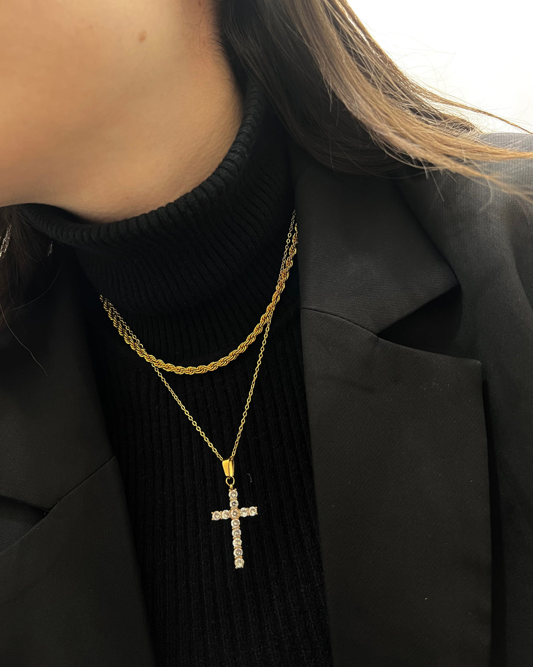 Collana Croce Zirconata big - Bilè